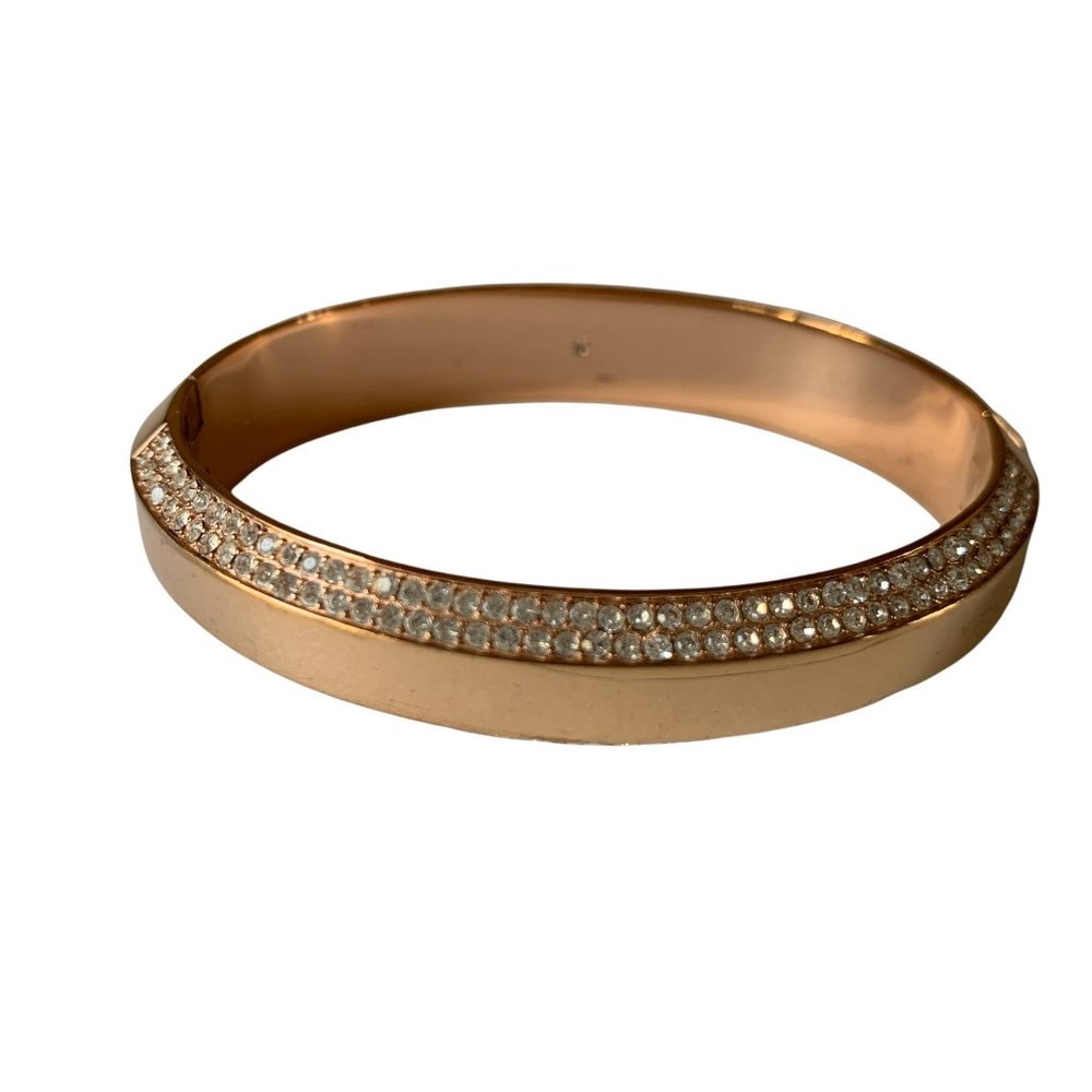 Michael Kors Brilliance Pave Logo Plaque Hinged Bangle Bracelet - Picture 7 of 16